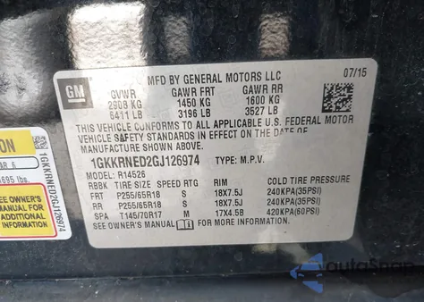 2016 GMC Acadia Sle-1 from USA, damaged, VIN 1GKKRNED2GJ126974